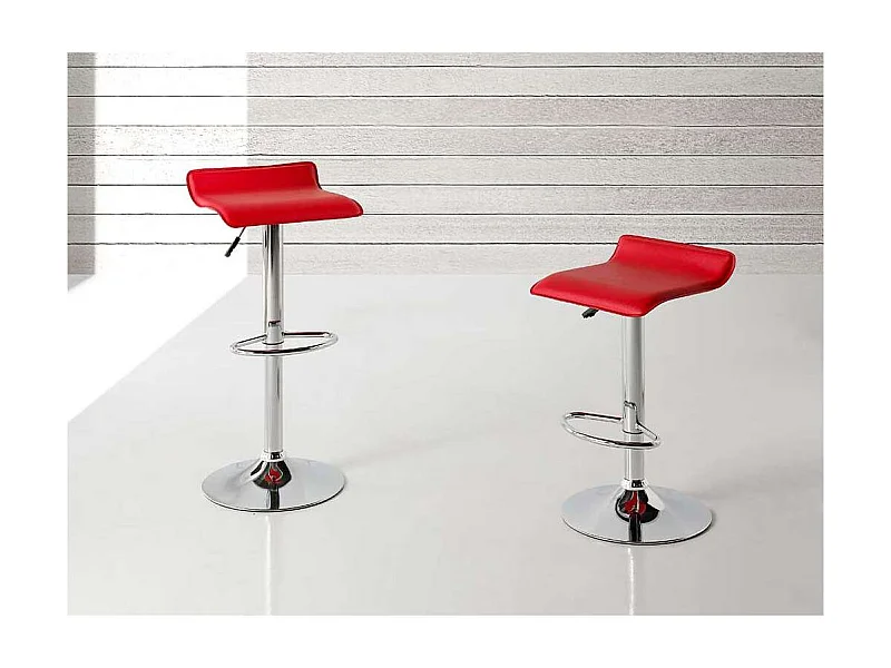 Pack de 2 taburetes elevables Agata en polipiel rojo, 38 x 39,5 x 64/85 cm (largo x ancho