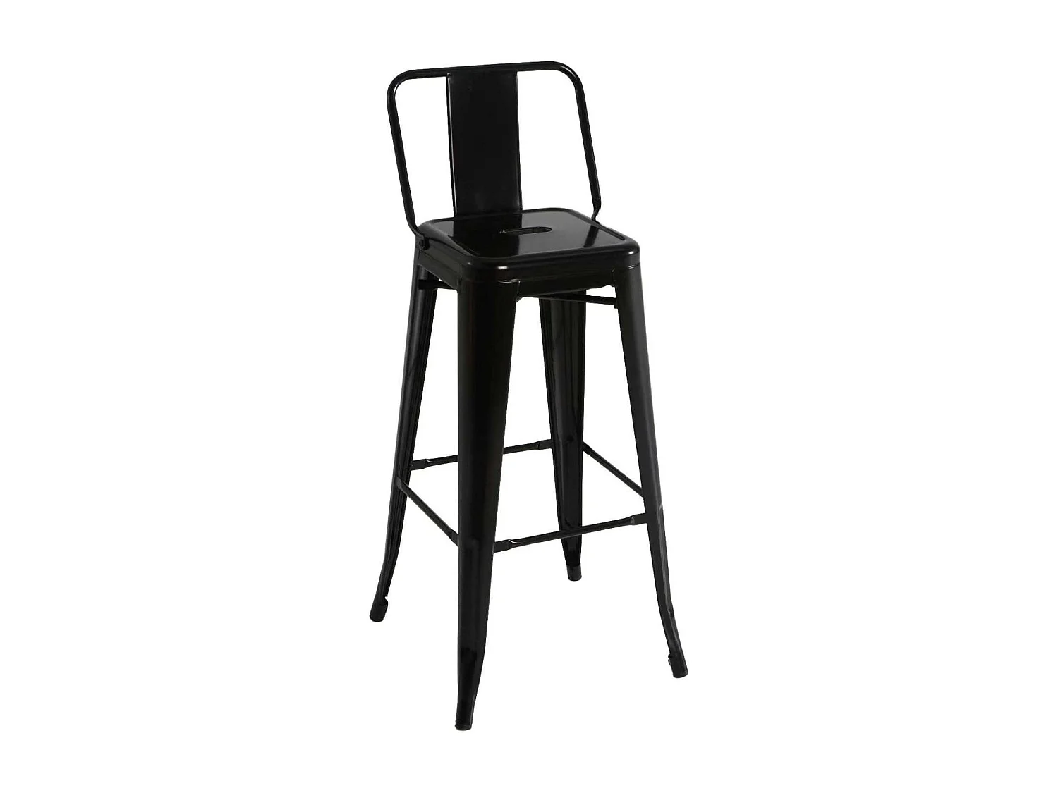 Taburete de metal con respaldo acabado negro, 100 cm(alto)43 cm(ancho)43 cm(largo)