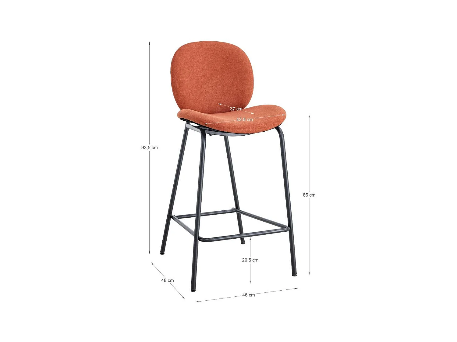 Pack de 2 taburetes modelo Coro acabado teja, 94cm(alto) 43cm(ancho) 54cm (largo)