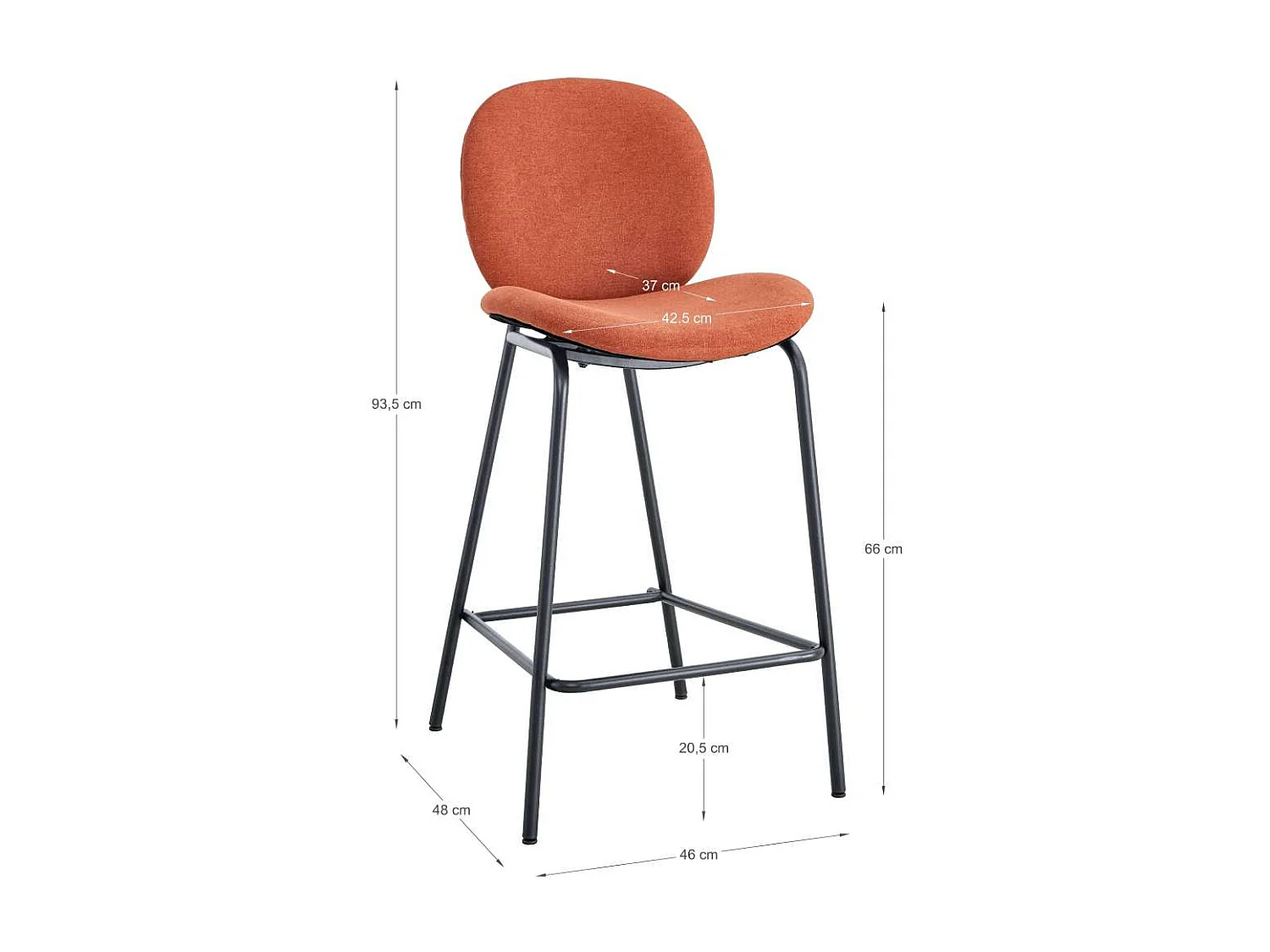 Pack de 2 taburetes modelo Coro acabado teja, 94cm(alto) 43cm(ancho) 54cm (largo)