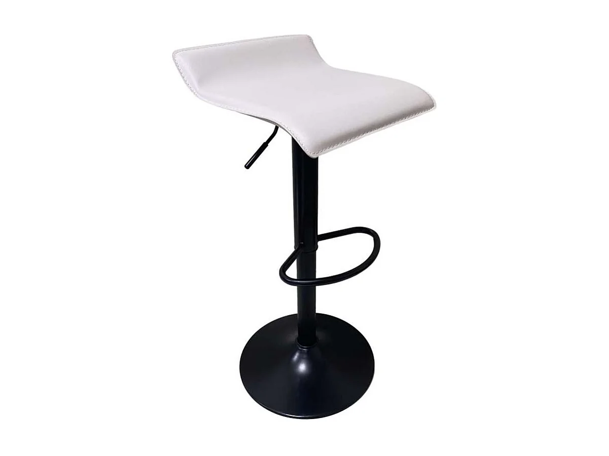 Pack de 2 taburetes regulables modelo Dalí tapizado en polipiel blanco, 40cm(ancho ) 64-7