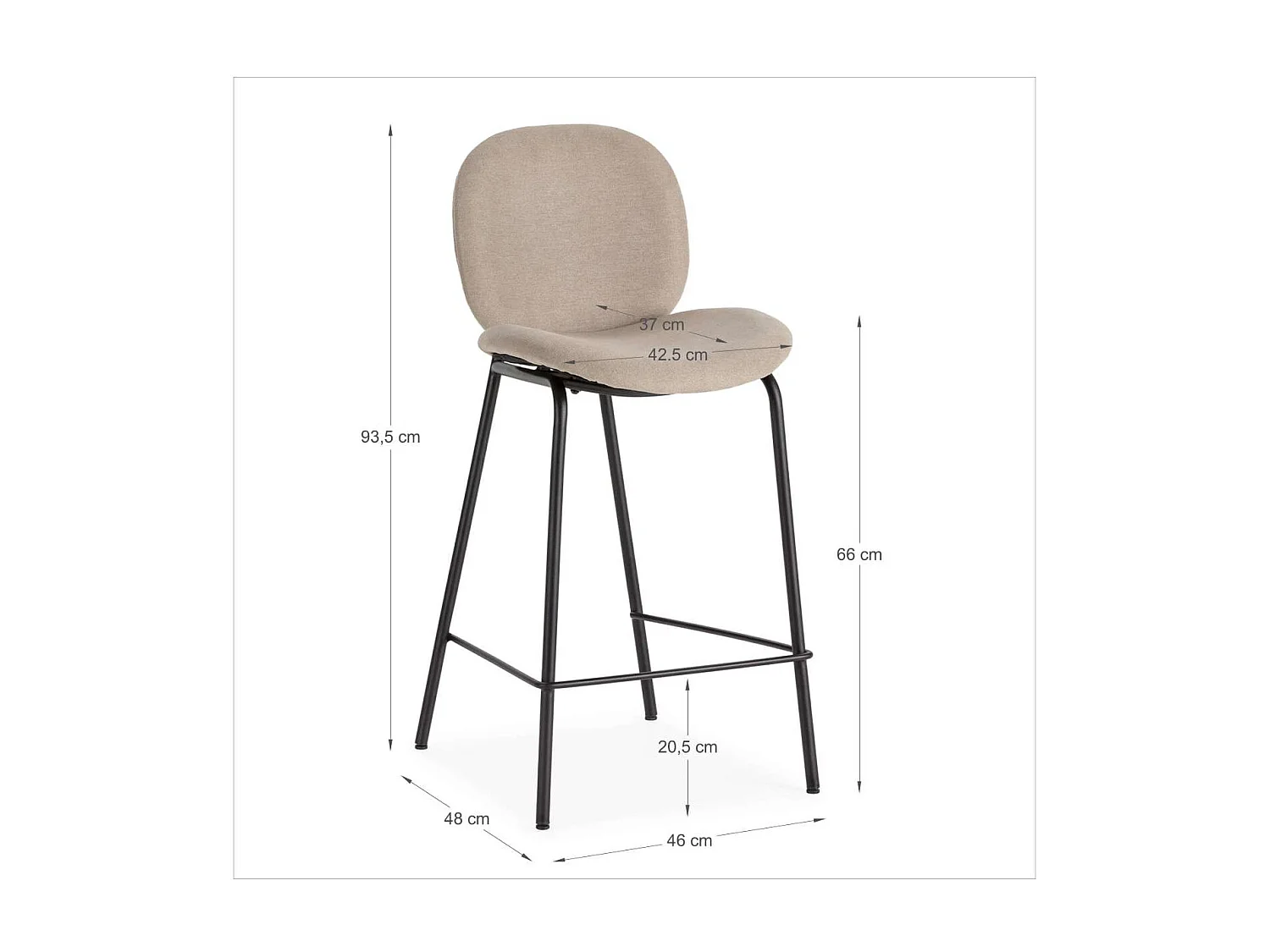 Pack de 2 taburetes modelo Coro acabado beige, 94cm(alto) 43cm(ancho) 54cm (largo)