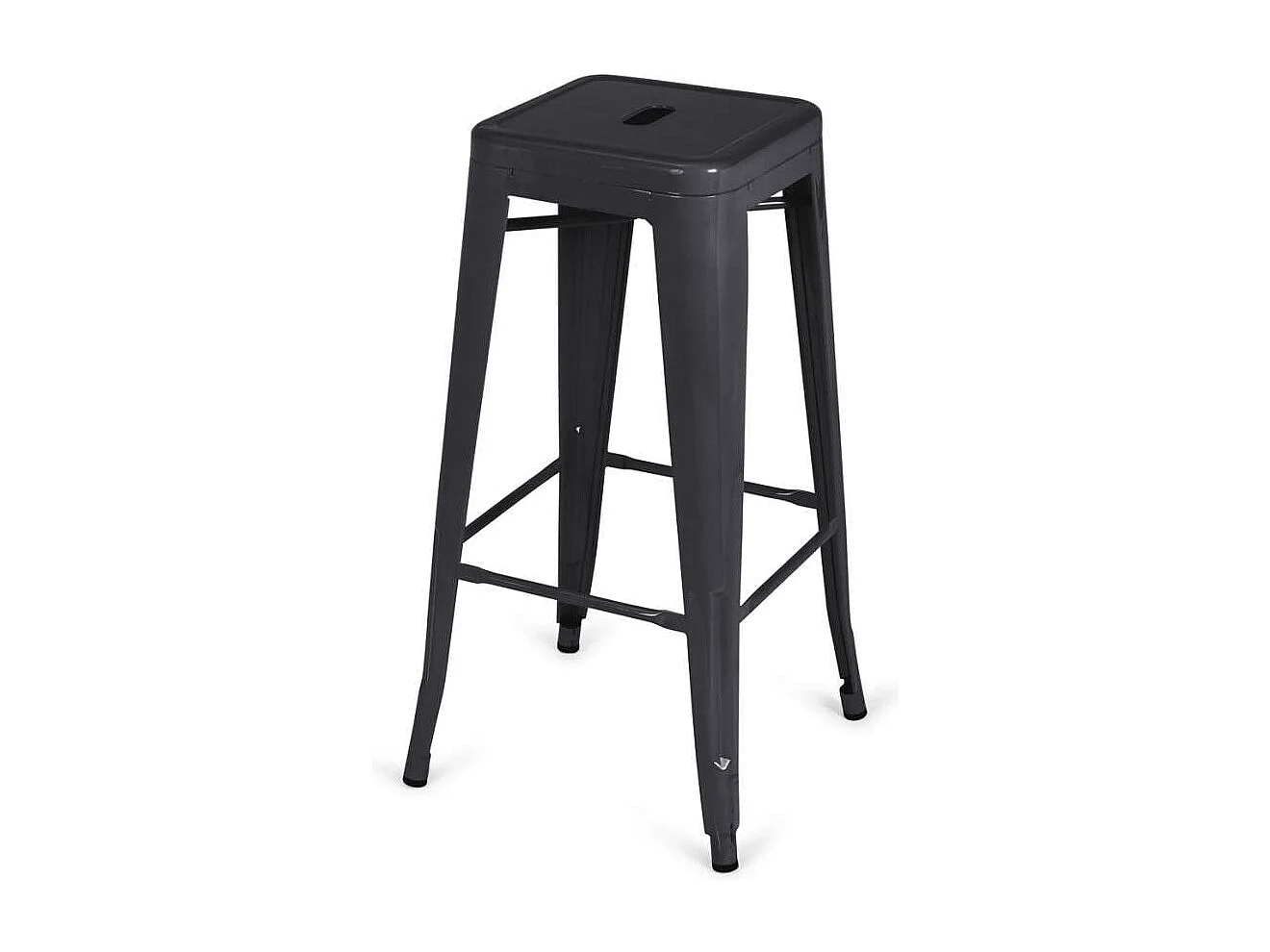 Pack de 4 taburetes de metal apilable modelo Tolix acabado negro, 31 cm(ancho) 76.5 cm(alt