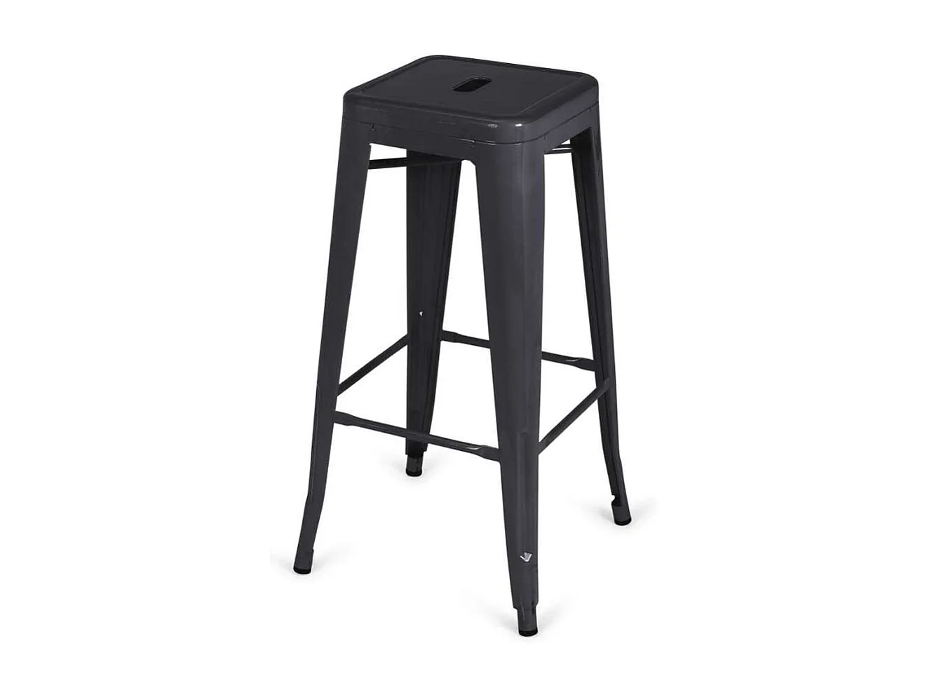 Pack de 4 taburetes de metal apilable modelo Tolix acabado negro, 31 cm(ancho) 76.5 cm(alt