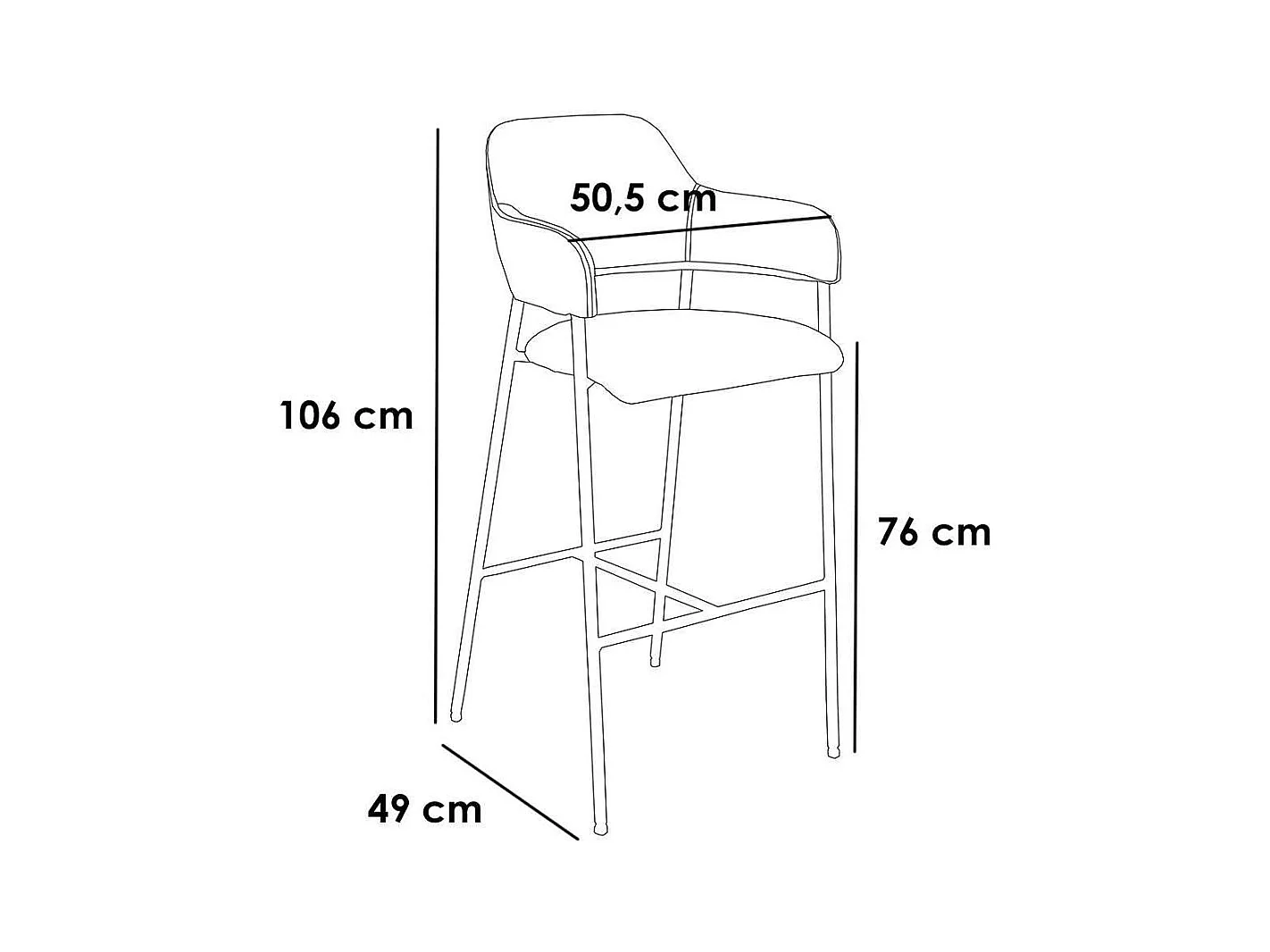 Pack 2 taburetes Adra tapizado en polipiel azul marino, 106cm(alto) 49cm(ancho) 51cm(largo