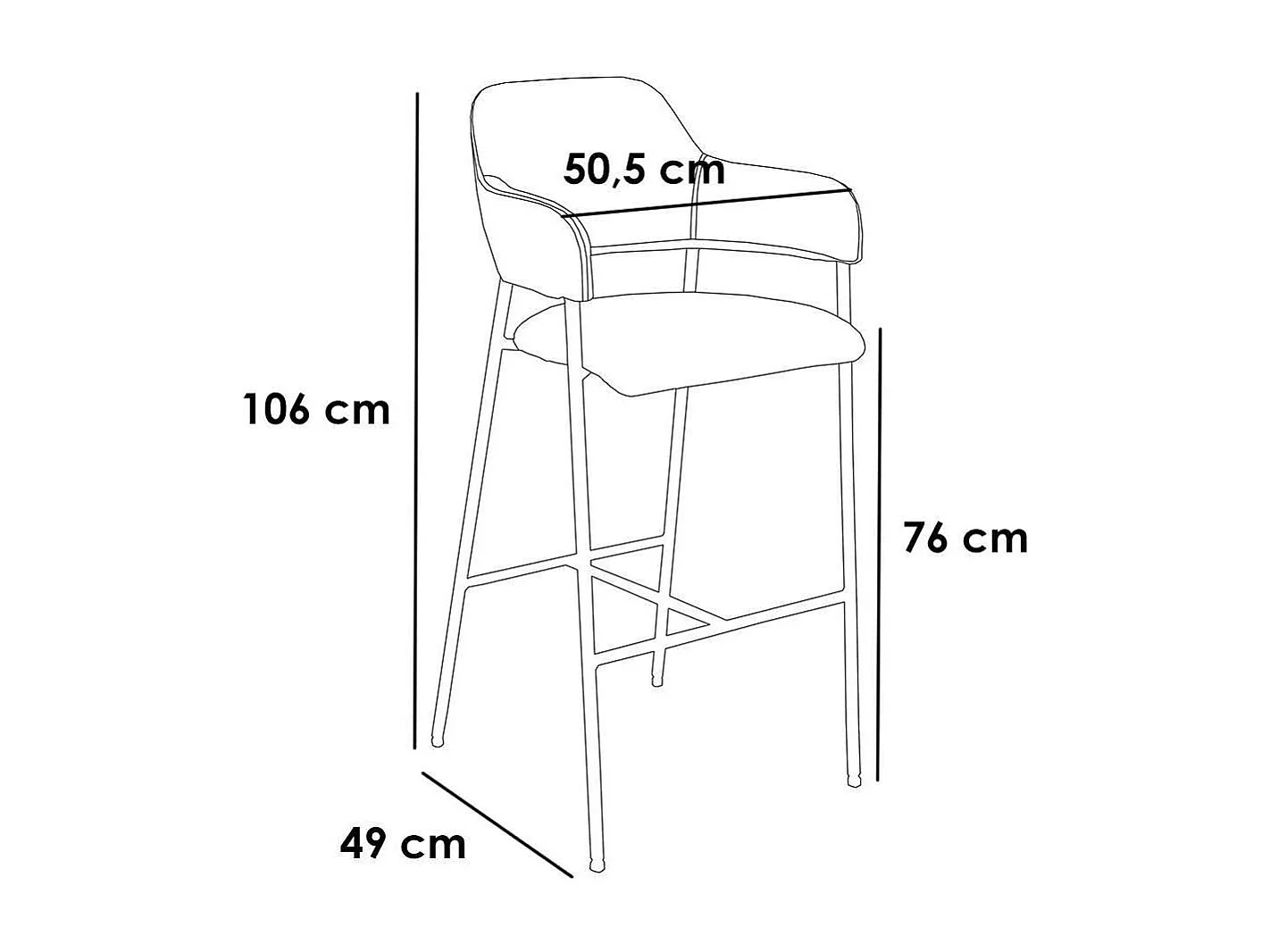 Pack 2 taburetes Adra tapizado en polipiel azul marino, 106cm(alto) 49cm(ancho) 51cm(largo