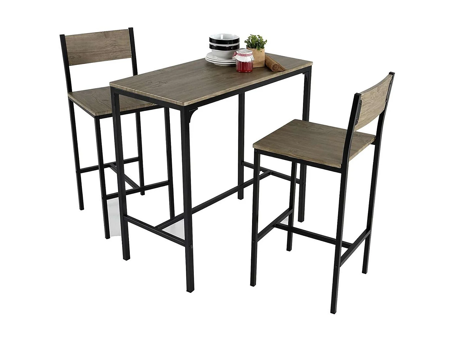 Pack de 2 taburetes Coimbra en acabado metal /madera 96cm(alto) 40cm(ancho) 40cm(largo)