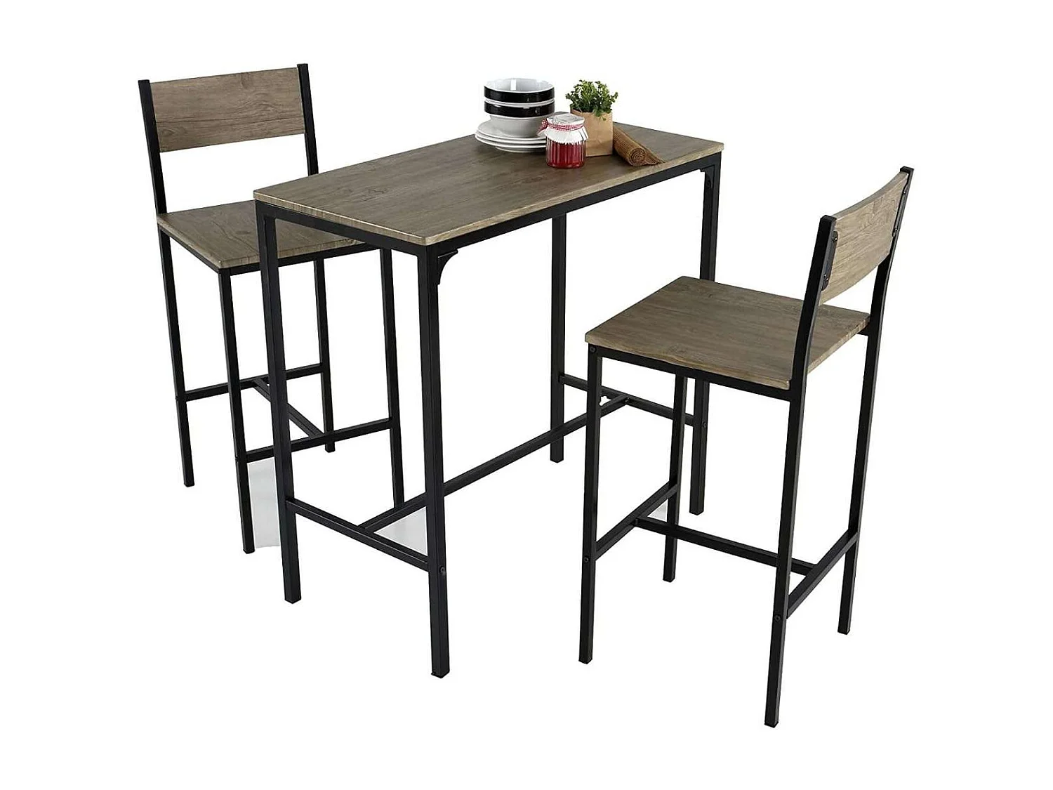 Pack de 2 taburetes Coimbra en acabado metal /madera 96cm(alto) 40cm(ancho) 40cm(largo)