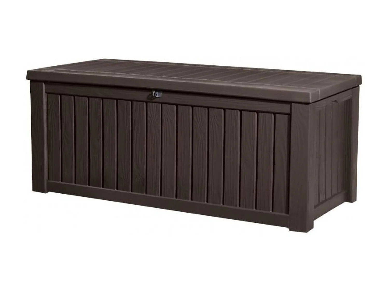 Baule in resina da esterno "Rock" effetto legno capiente cm 155x72,4 64,4h