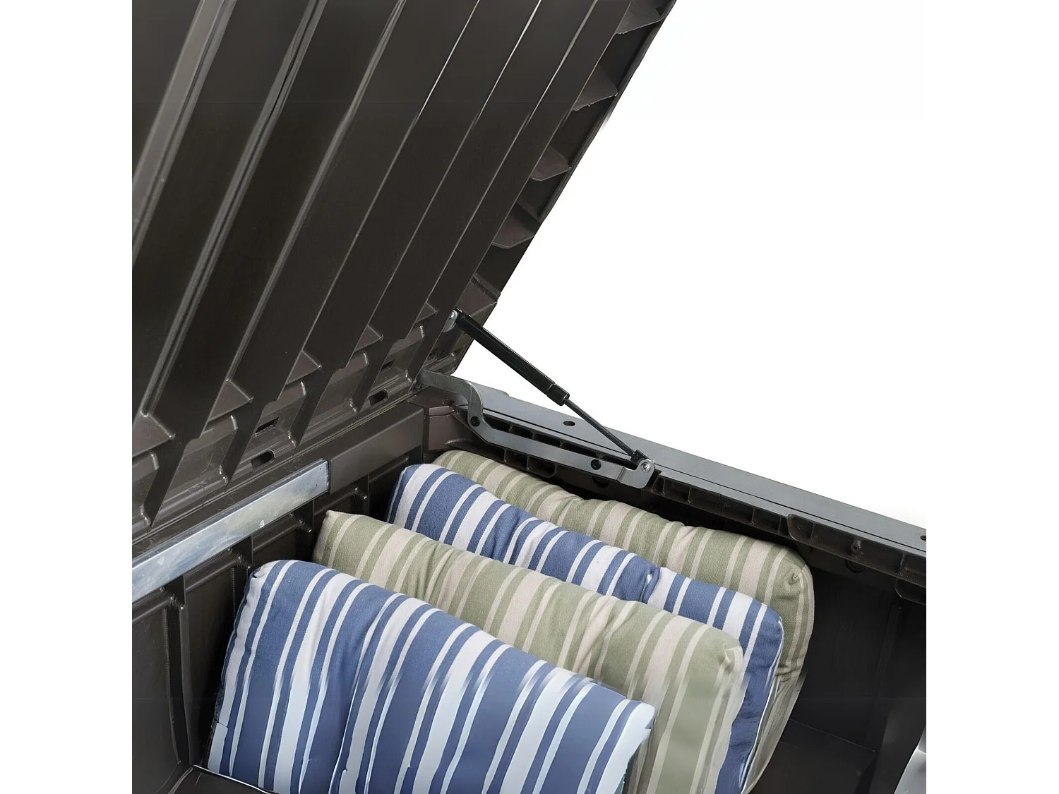 Baule in resina da esterno "Rock" effetto legno capiente cm 155x72,4 64,4h