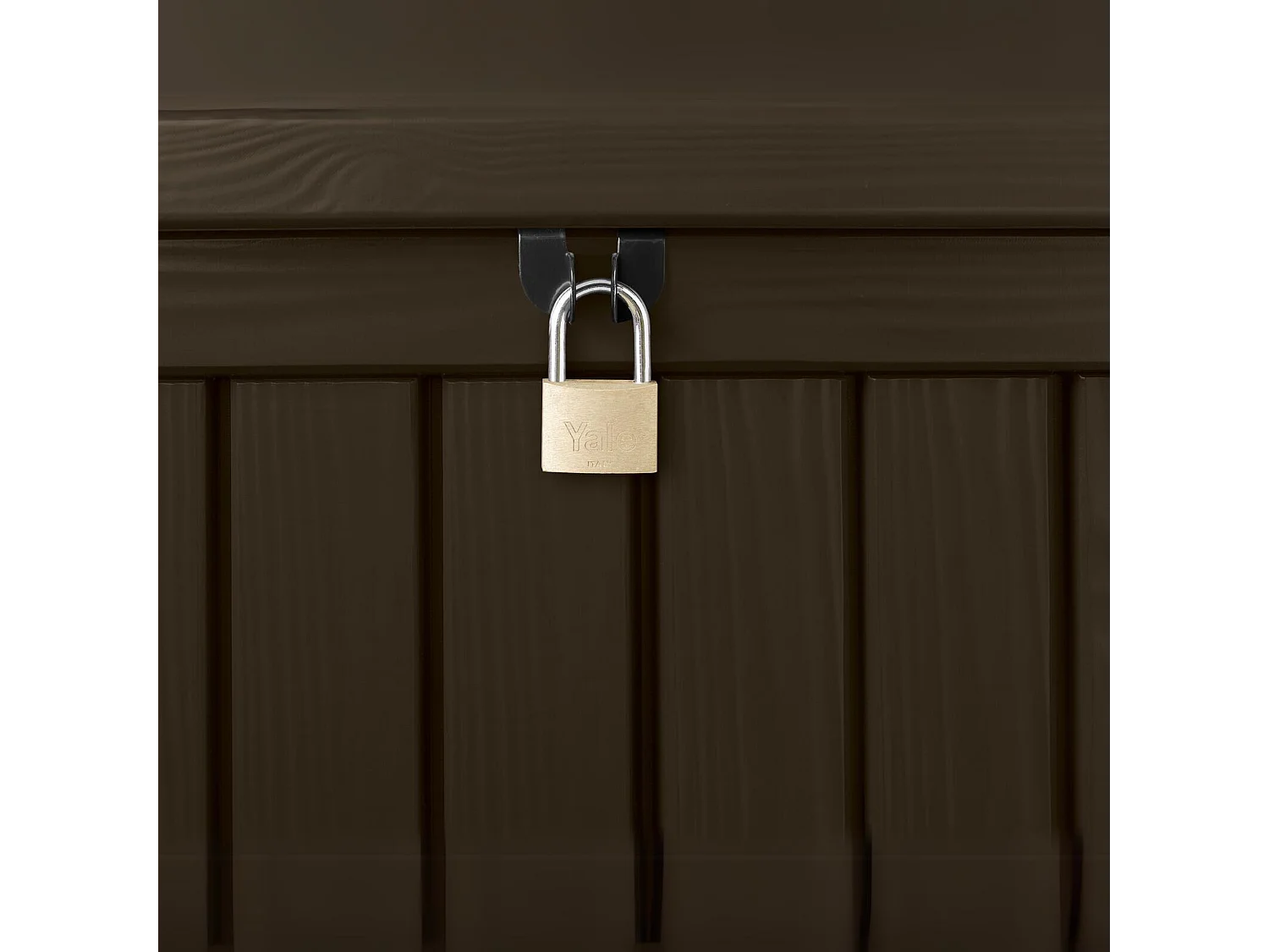 Baule in resina da esterno "Rock" effetto legno capiente cm 155x72,4 64,4h