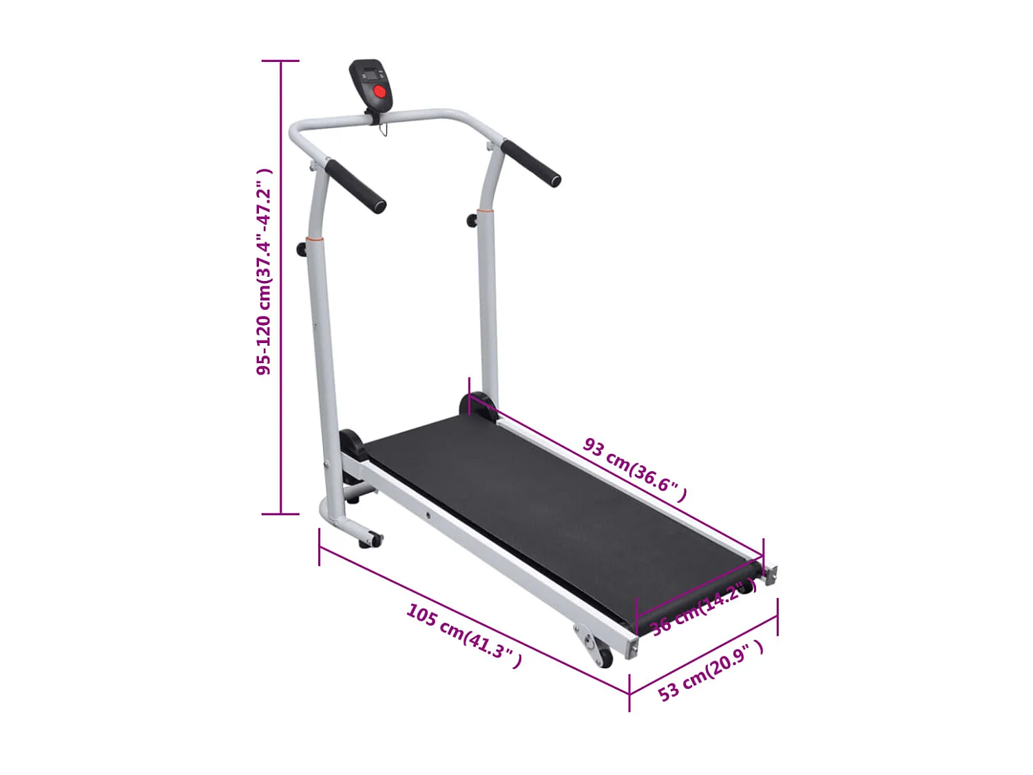 Prolenta Premium -  Mini-Laufband Klappbar 93x36 cm Schwarz