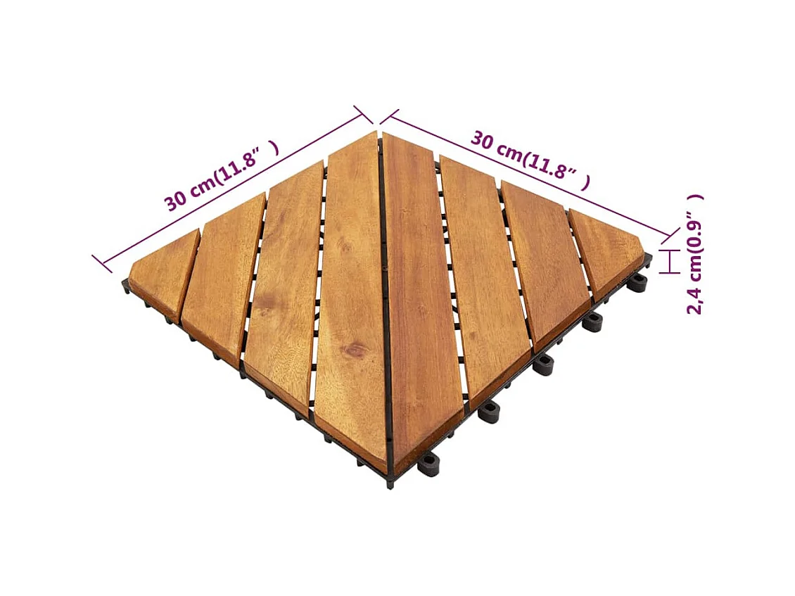 Prolenta Premium -  Baldosas de porche de madera de acacia 30 pzas marrón 30x30 cm