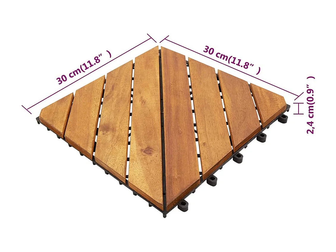 Prolenta Premium -  Tuiles de terrasse 30 pcs Marron 30x30 cm Bois massif d'acacia