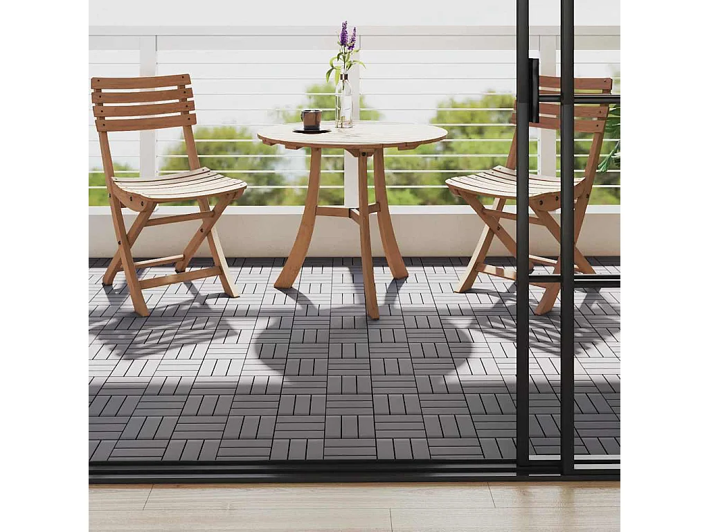 Prolenta Premium -  Carreaux de terrasse 10pcs Délavage gris 30x30 cm Acacia solide