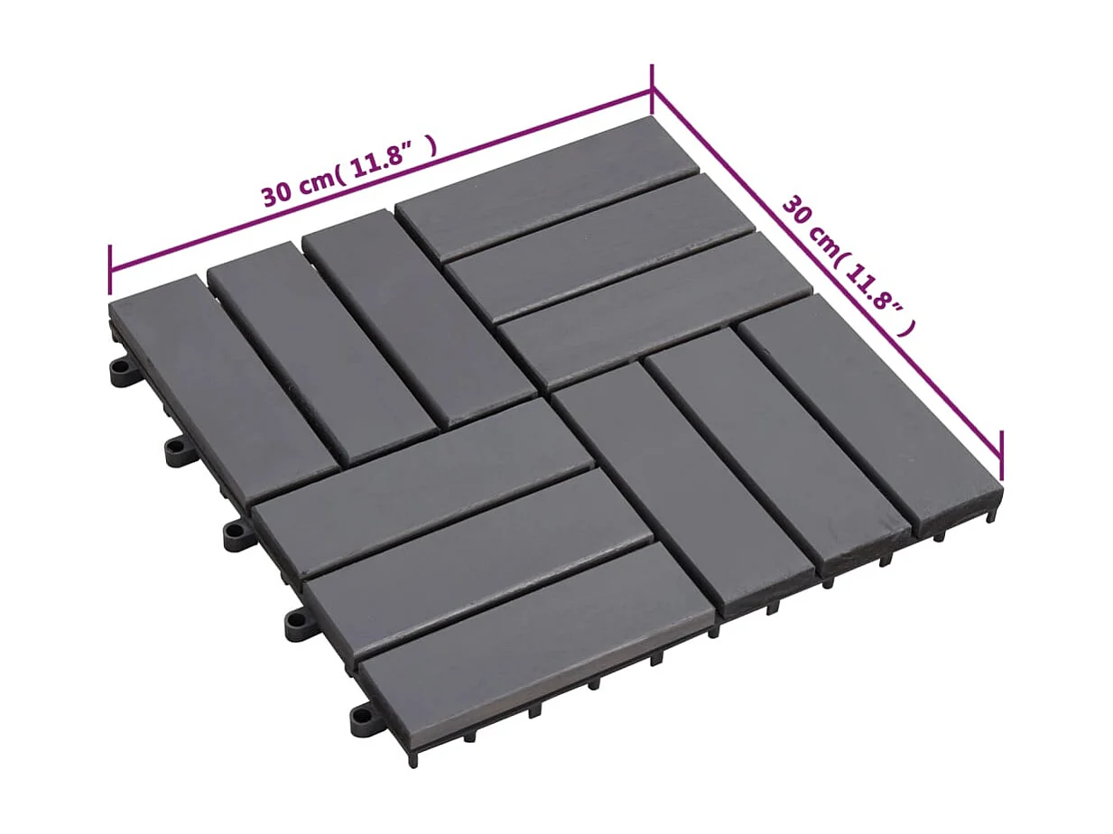 Prolenta Premium -  Carreaux de terrasse 10pcs Délavage gris 30x30 cm Acacia solide