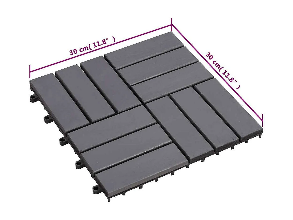 Prolenta Premium -  Carreaux de terrasse 10pcs Délavage gris 30x30 cm Acacia solide