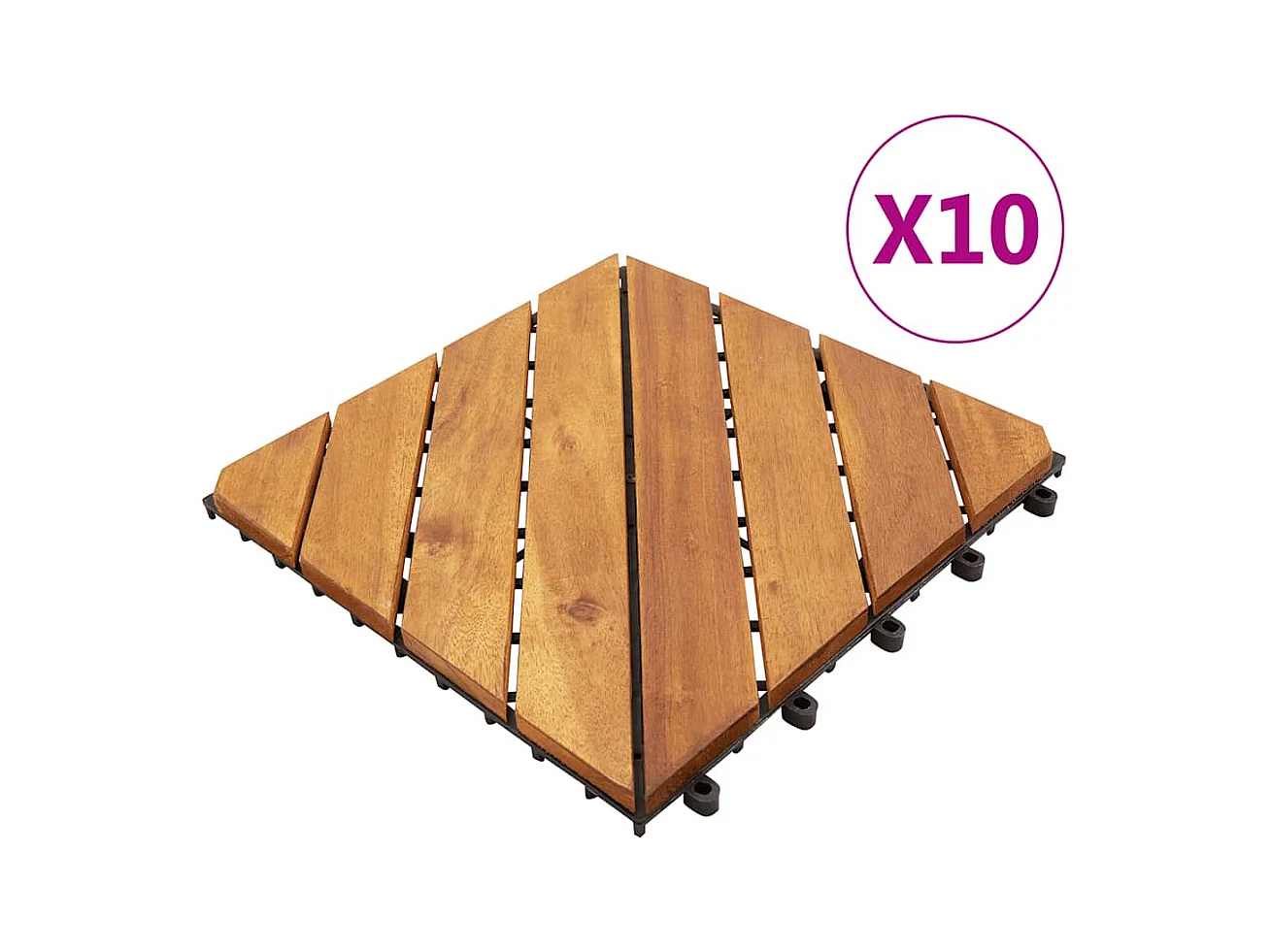Prolenta Premium -  Piastrelle Esterni 10 pz 30x30 cm in Legno Massello di Acacia