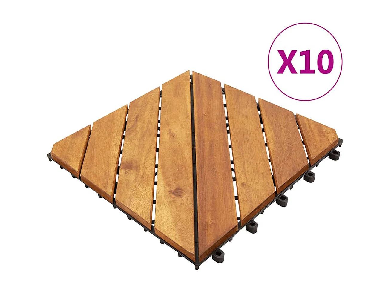 Prolenta Premium -  Carreaux de terrasse 10 pcs 30x30 cm Bois d'acacia solide