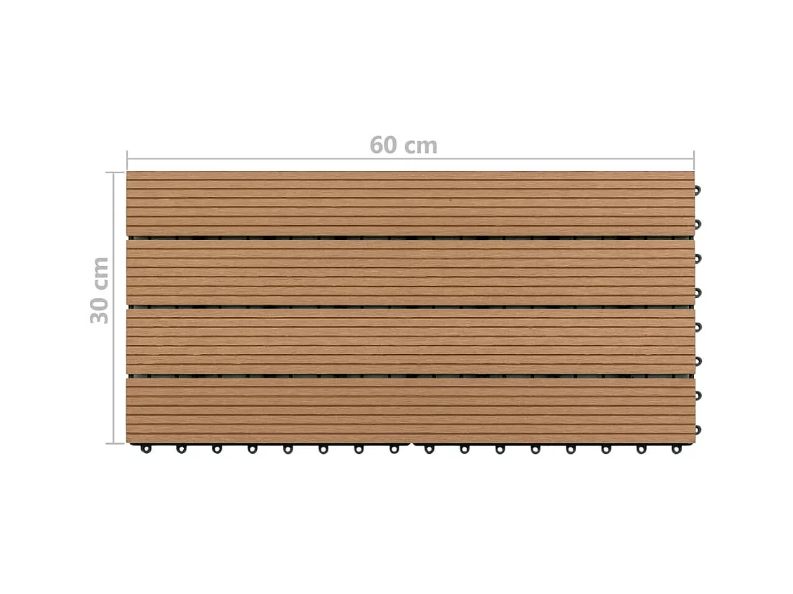 Prolenta Premium -  Carreaux de terrasse 6 pcs WPC 60x30 cm 1,08 m² Marron
