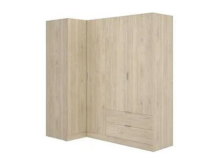 Armario ropero rincón puertas abatibles Jaén II acabado natural, 184 cm(alto)173.5 cm(an