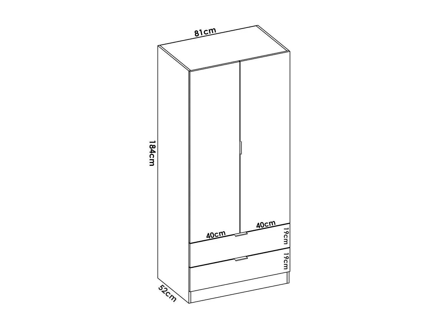 Armario ropero rincón puertas abatibles Jaén II acabado natural, 184 cm(alto)173.5 cm(an