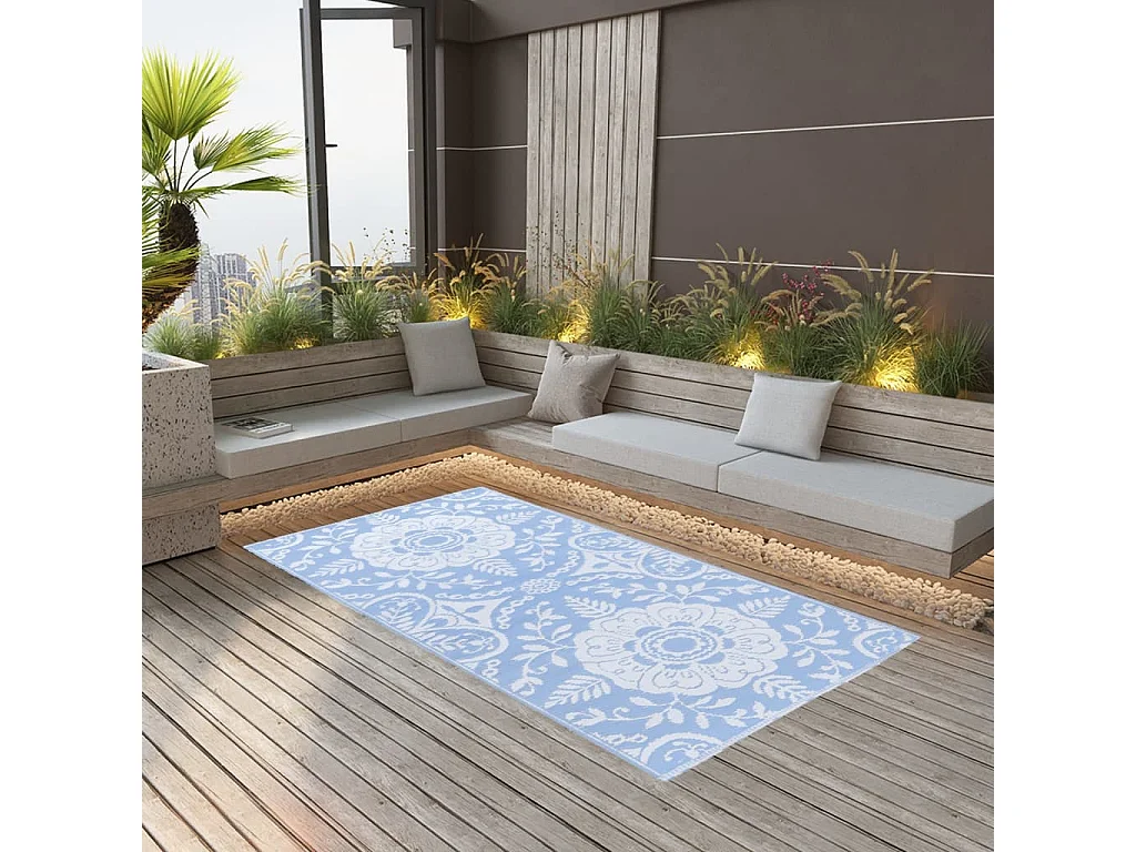Seran  Tapis d'extérieur ARAKIL Bleu azuré 80x150 cm PP