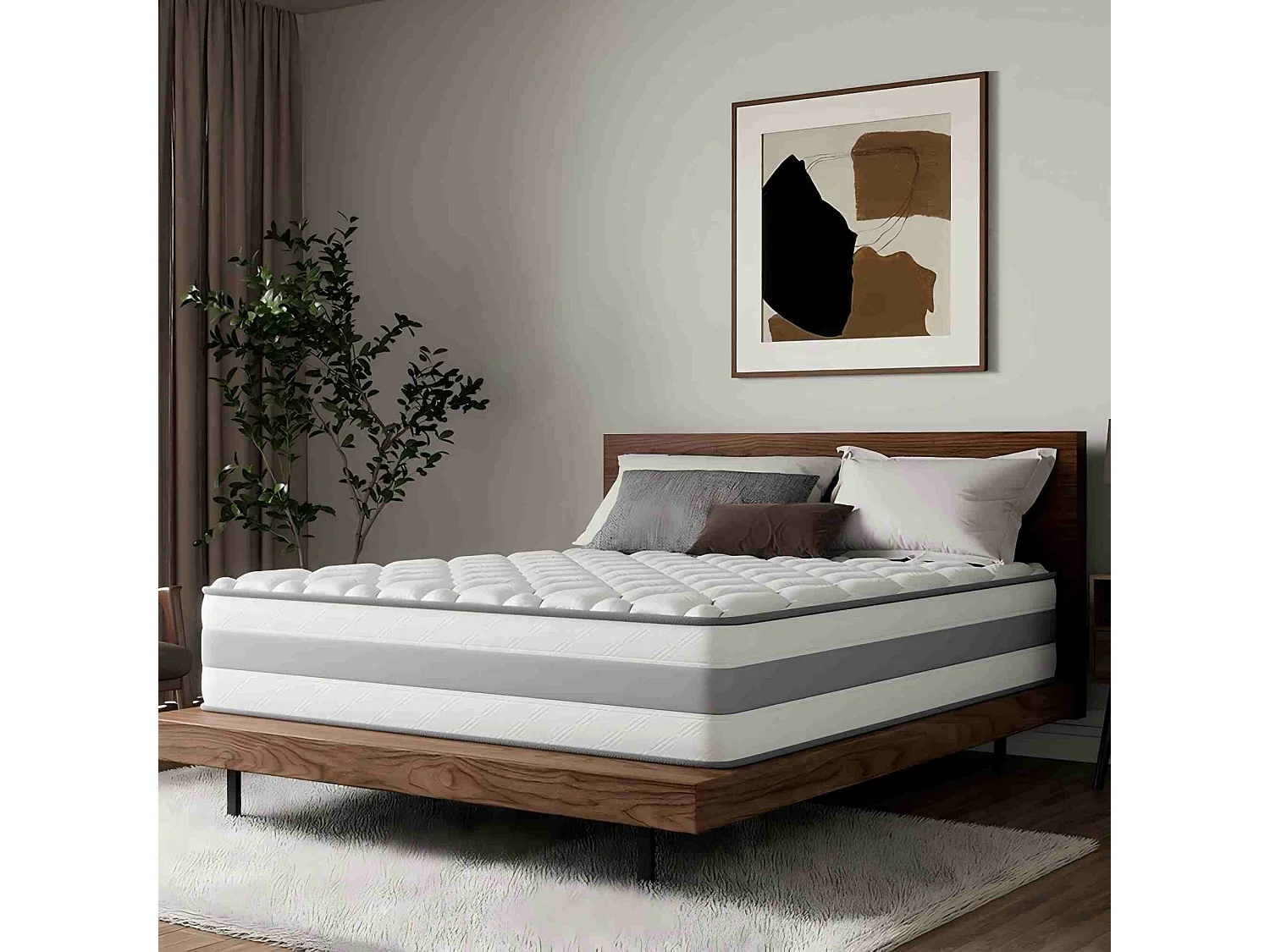 Colchón 180 x 200 cm con muelles ensacados de 7 zonas, soporte equilibrado, espuma confortable grosor 25 cm - HOMAVO