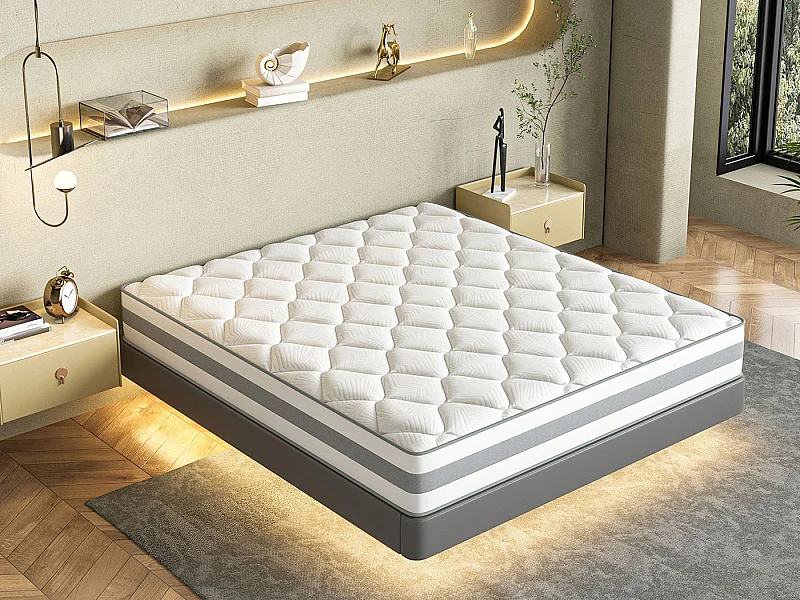 Matelas 180 x 200 cm ressorts ensachés 7 zones, soutien équilibré, mousse confort ép. 25 cm - HOMAVO