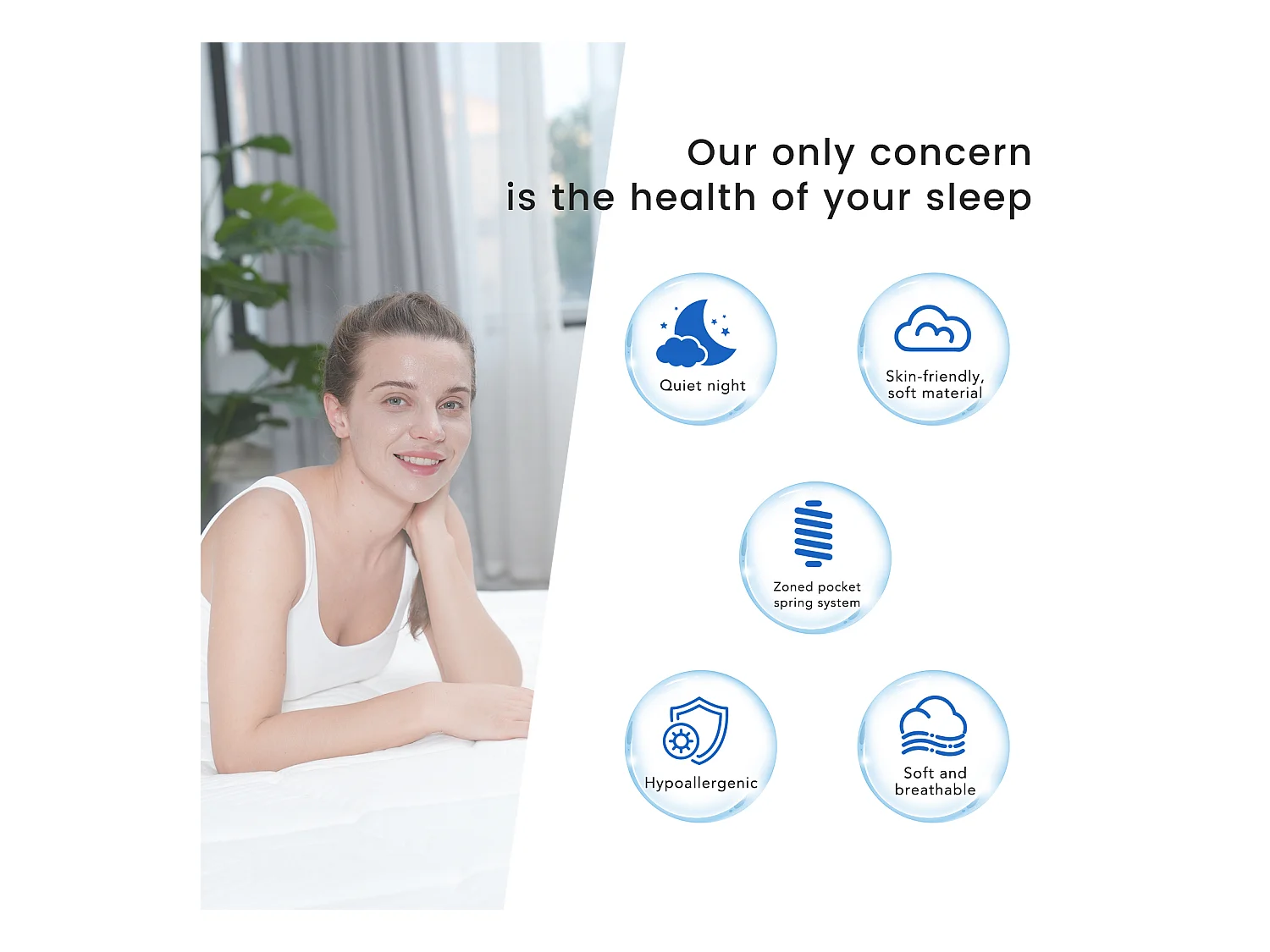 Materasso 160 x 200 cm con molle insacchettate a 7 zone, supporto equilibrato, schiuma confortevole spessore 25 cm - HOMAVO