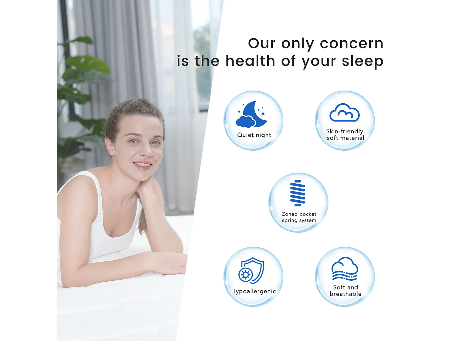 Matelas 90 x 200 cm ressorts ensachés 7 zones, soutien équilibré, mousse confort ép. 25 cm - HOMAVO