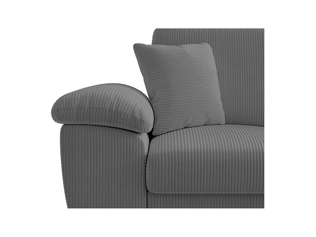 Canapé d'angle ALBERT réversible convertible 4 places avec coffre en velours côtelé - Gris anthracite