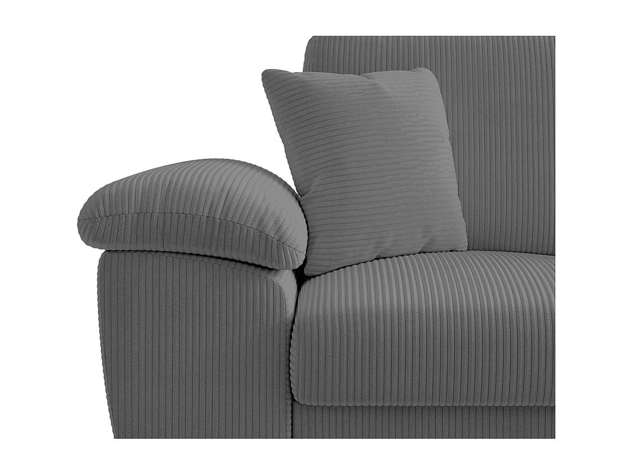 Canapé d'angle ALBERT réversible convertible 4 places avec coffre en velours côtelé - Gris anthracite