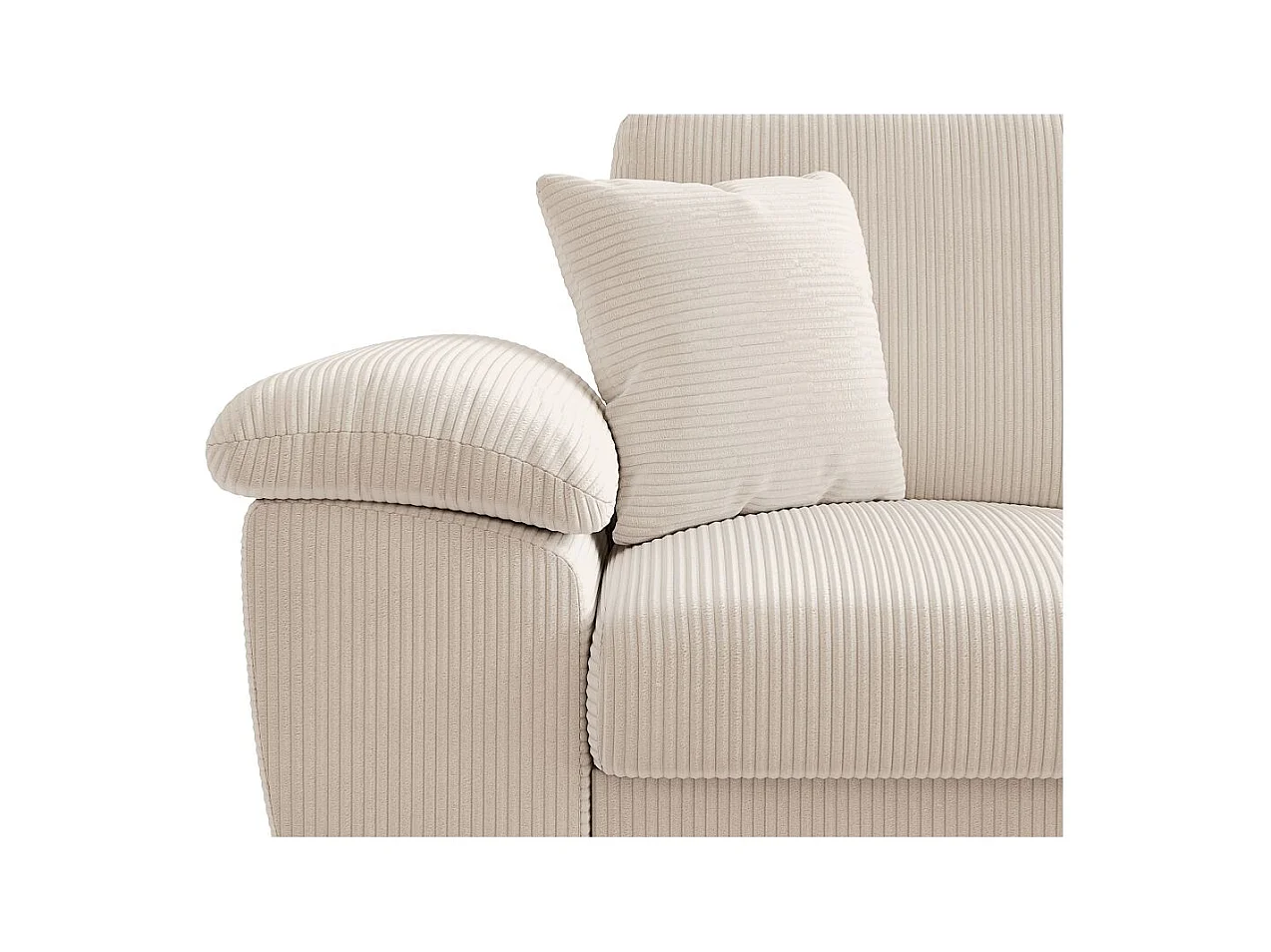 Canapé d'angle ALBERT réversible convertible 4 places avec coffre en velours côtelé - Beige