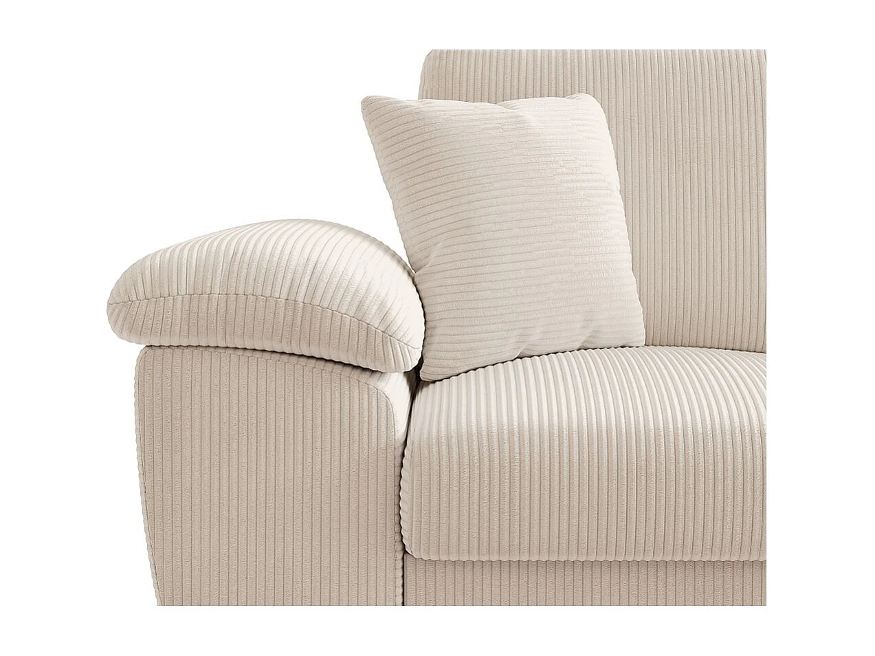 Canapé d'angle ALBERT réversible convertible 4 places avec coffre en velours côtelé - Beige