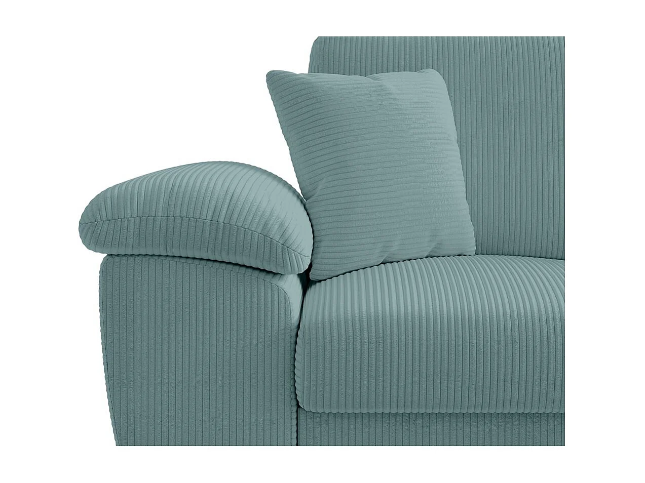 Canapé d'angle ALBERT réversible convertible 4 places avec coffre en velours côtelé - Bleu clair