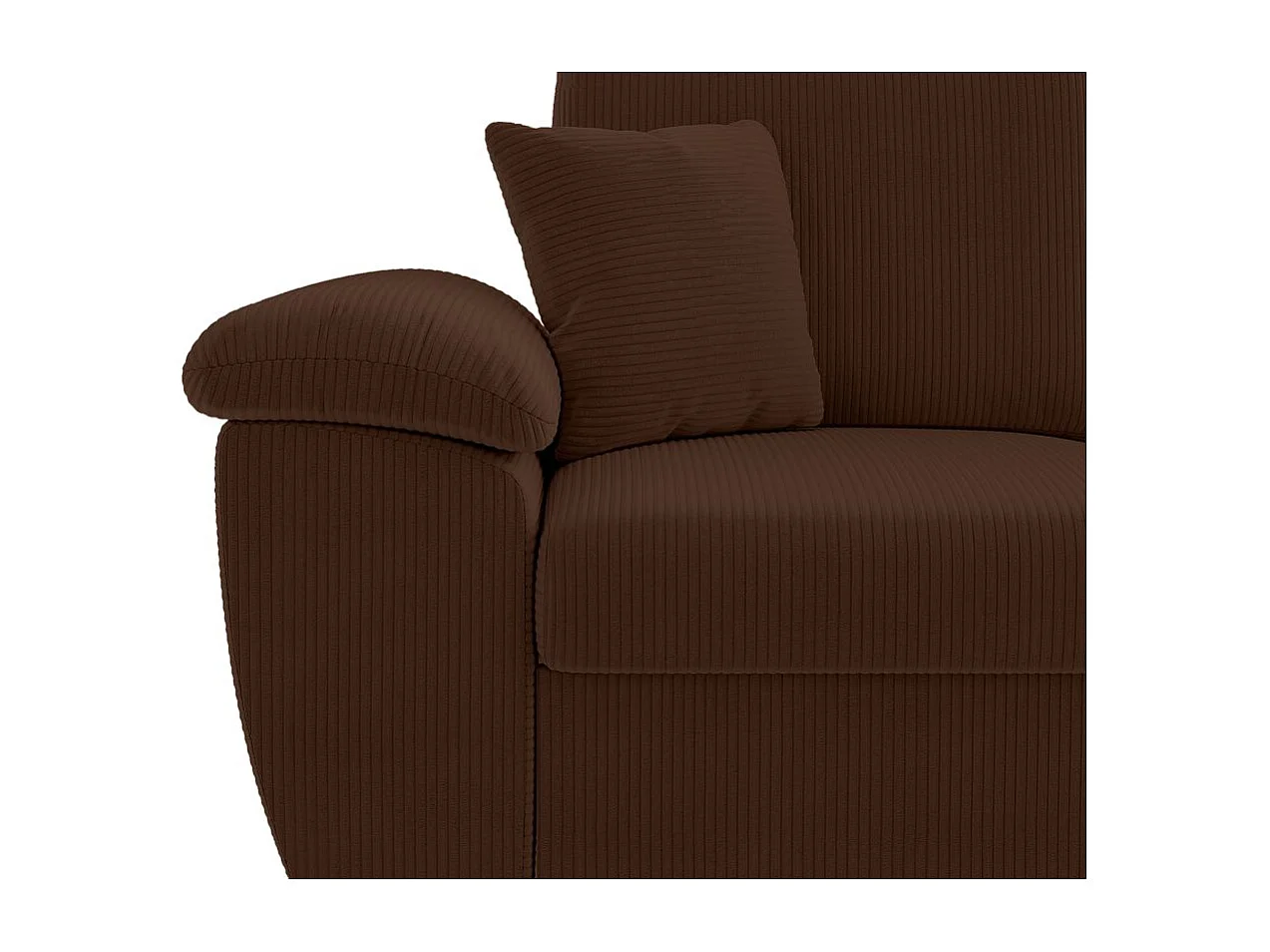Canapé d'angle ALBERT réversible convertible 4 places avec coffre en velours côtelé - Marron