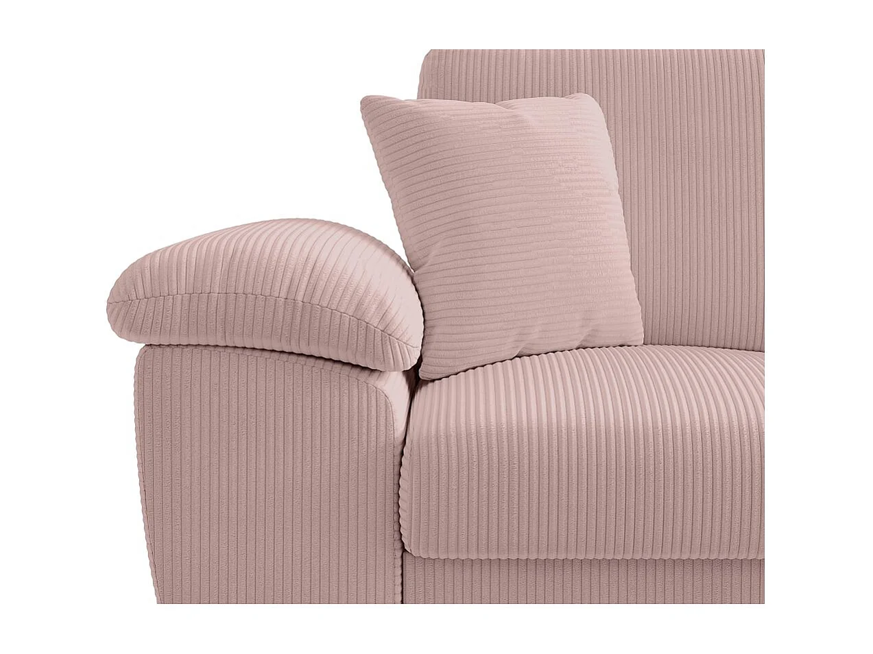 Canapé d'angle ALBERT réversible convertible 4 places avec coffre en velours côtelé - Rose