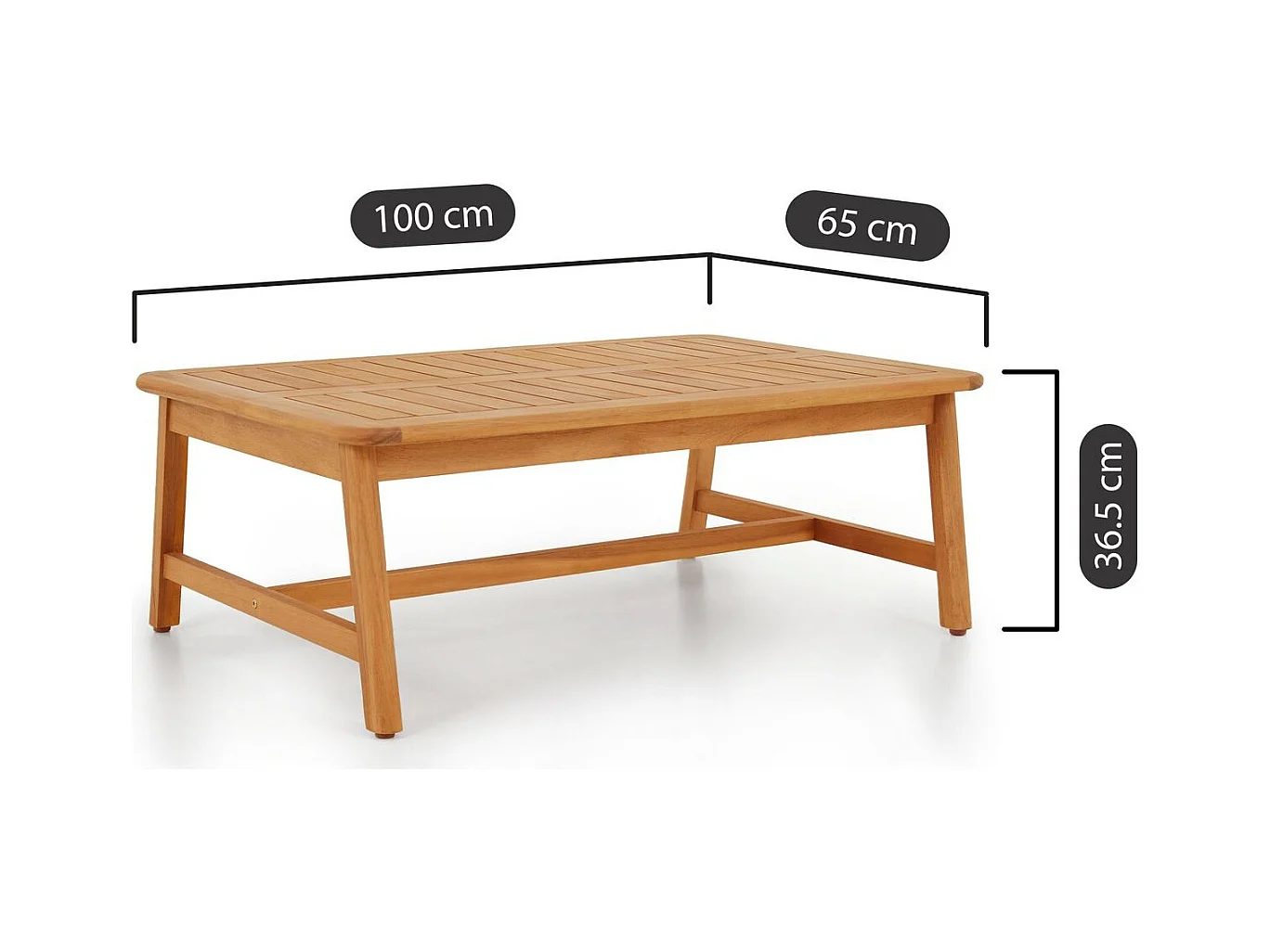 Salon de jardin 2 places en bois FSC - 2 fauteuils et table basse - Symi
