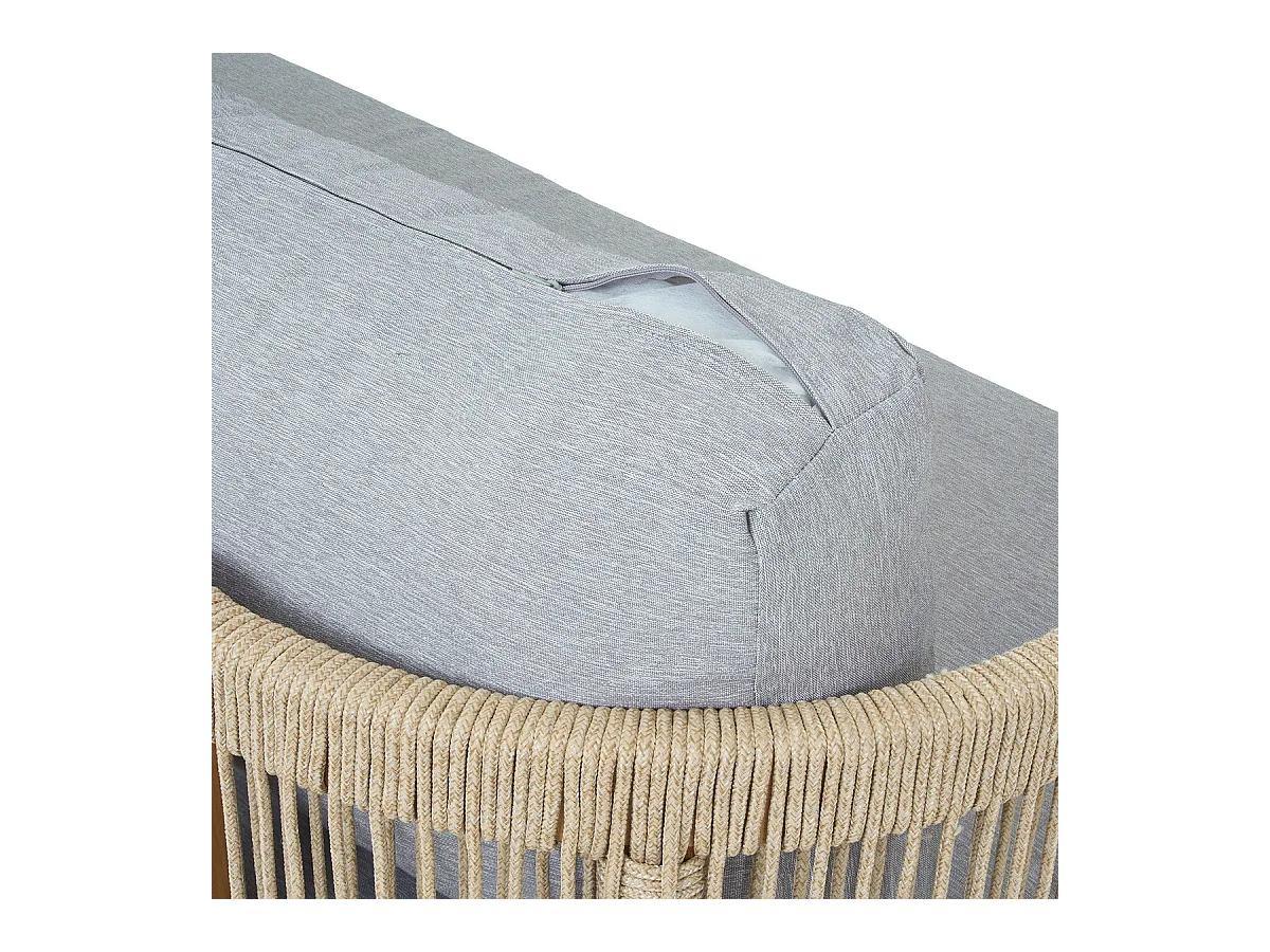 Salon de jardin d'angle 5 places en bois FSC - coussins gris chiné - Praia