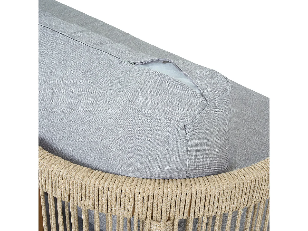 Salon de jardin d'angle 5 places en bois FSC - coussins gris chiné - Praia