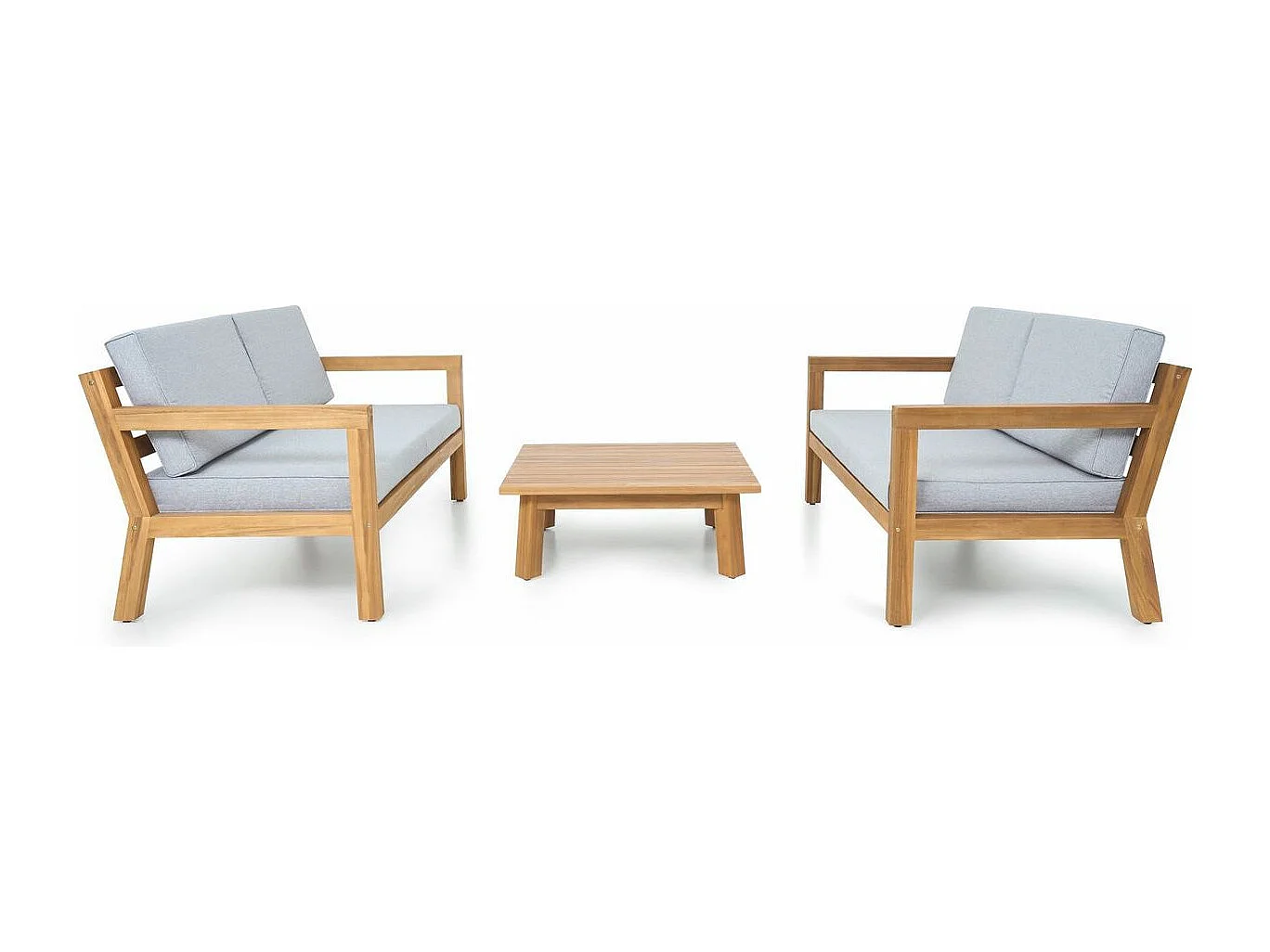 Salon de jardin 4 places en bois FSC - 2 Canapés 2 pl. et table basse - Palau