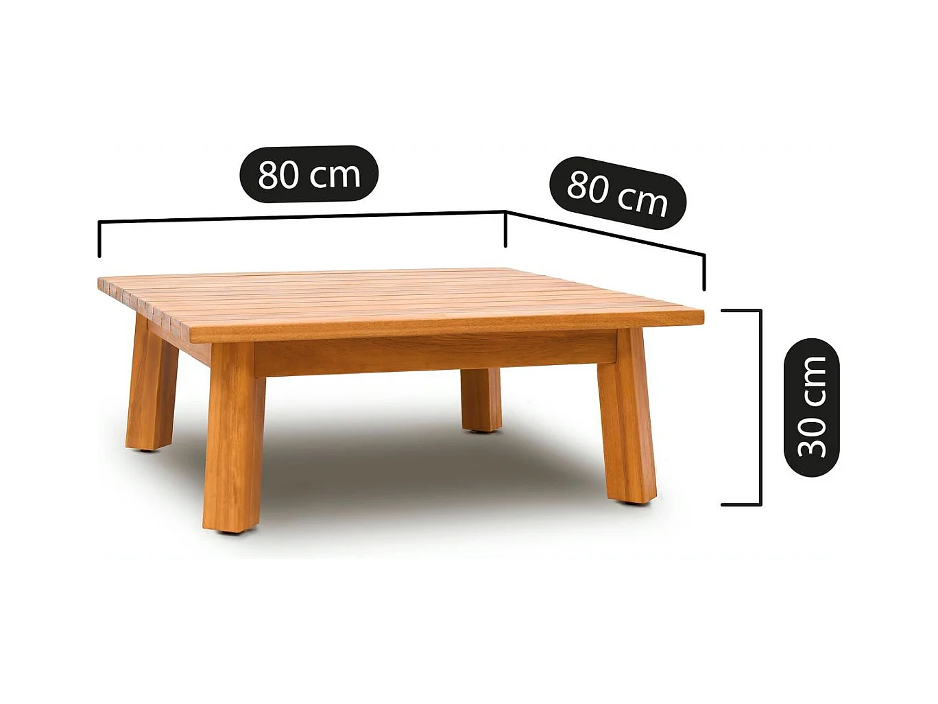 Salon de jardin 4 places en bois FSC - Canapé 2 pl., 2 fauteuils et table basse - Palau