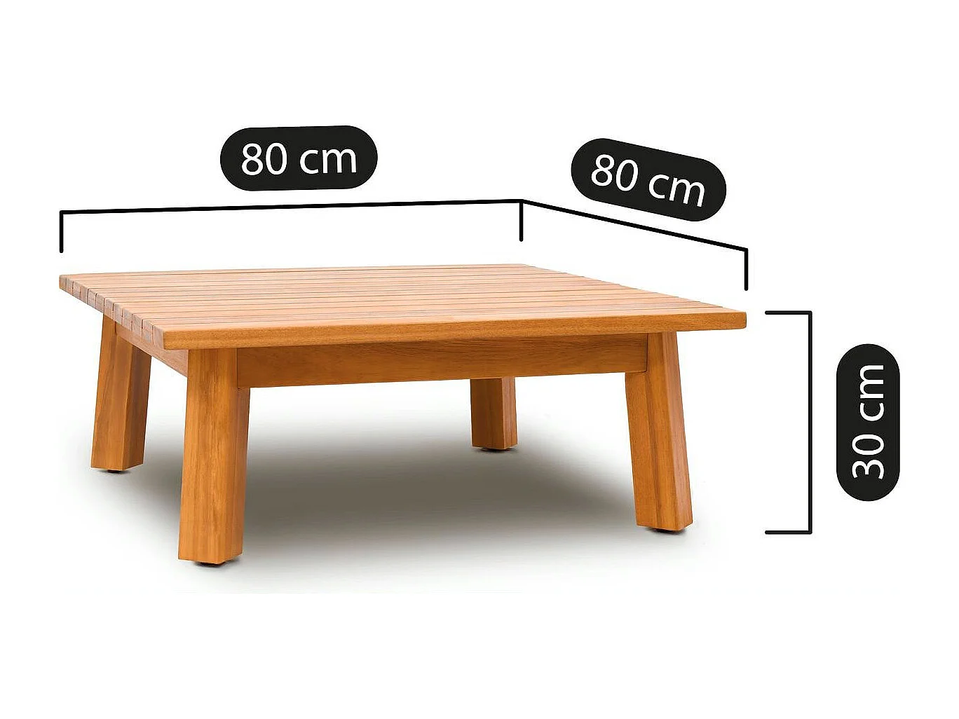 Salon de jardin 4 places en bois FSC - Canapé 2 pl., 2 fauteuils et table basse - Palau