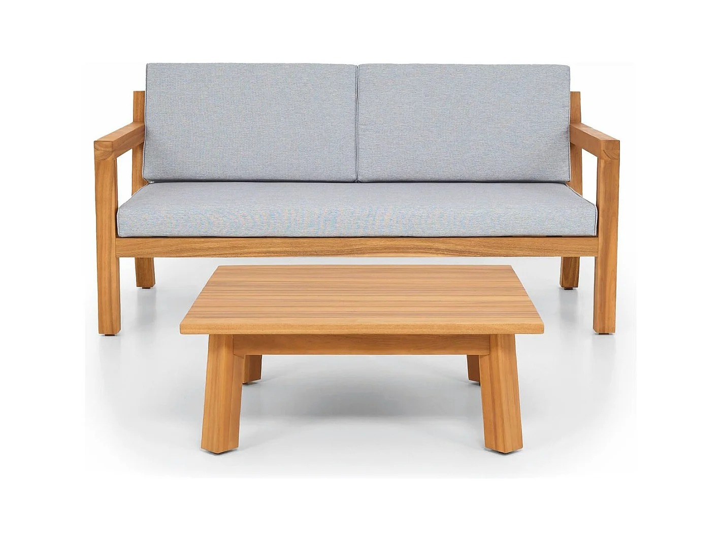 Salon de jardin 2 places en bois FSC - Canapé 2 pl. et table basse - Palau