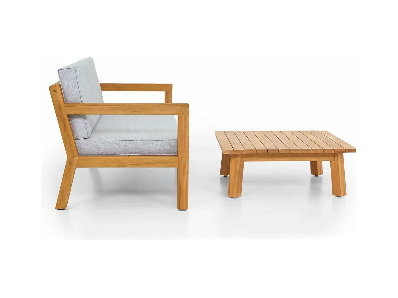 Salon de jardin 2 places en bois FSC - Canapé 2 pl. et table basse - Palau