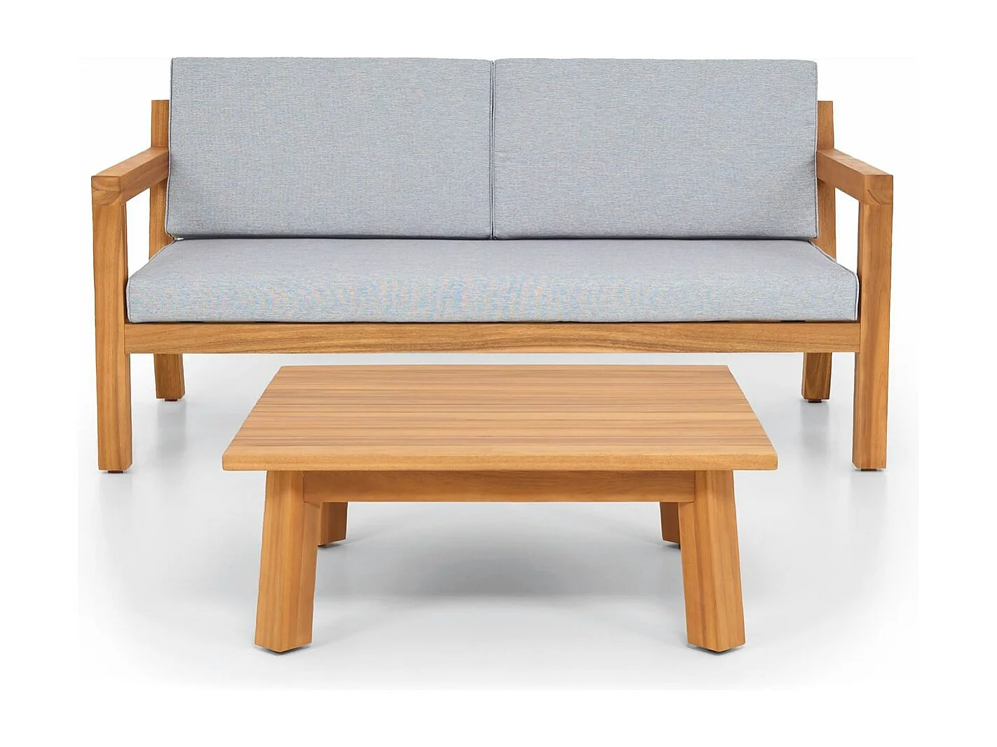 Salon de jardin 2 places en bois FSC - Canapé 2 pl. et table basse - Palau