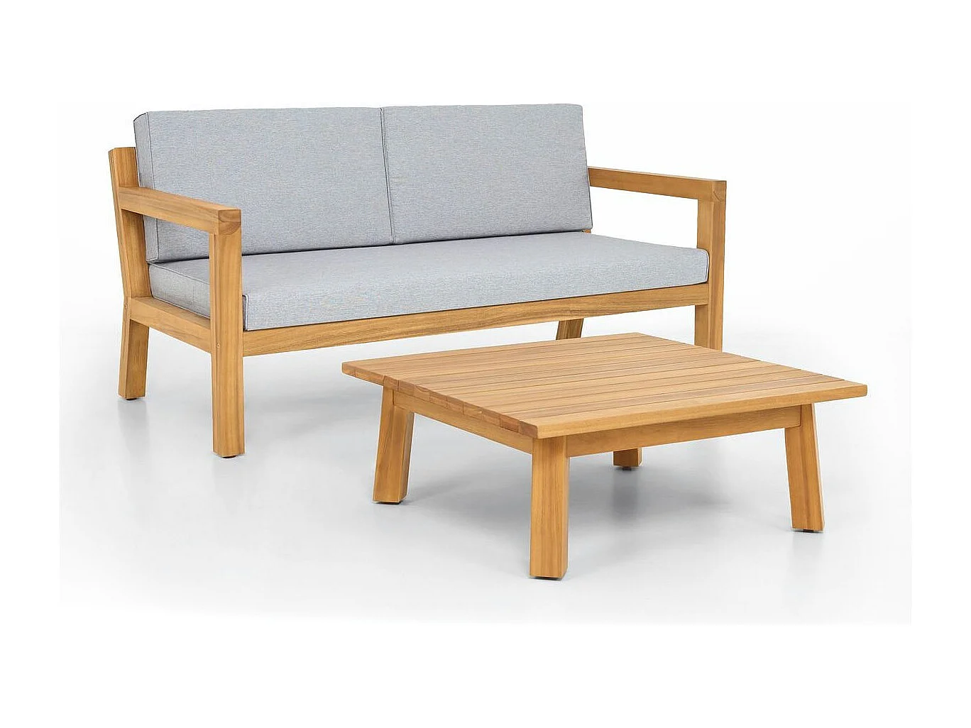 Salon de jardin 2 places en bois FSC - Canapé 2 pl. et table basse - Palau