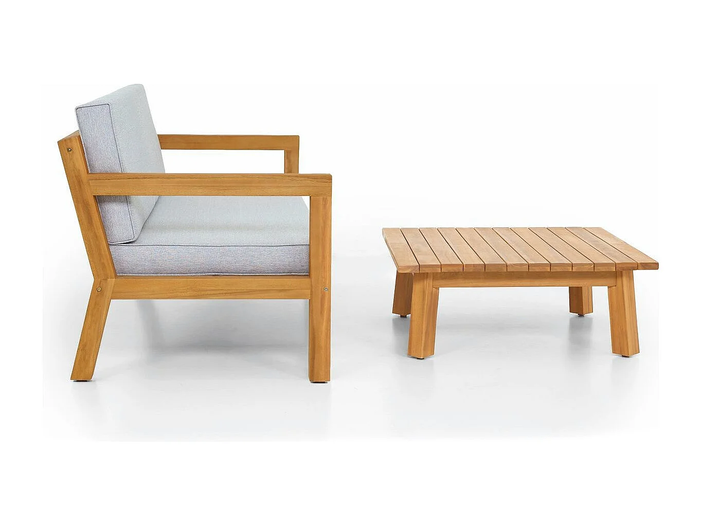 Salon de jardin 2 places en bois FSC - Canapé 2 pl. et table basse - Palau