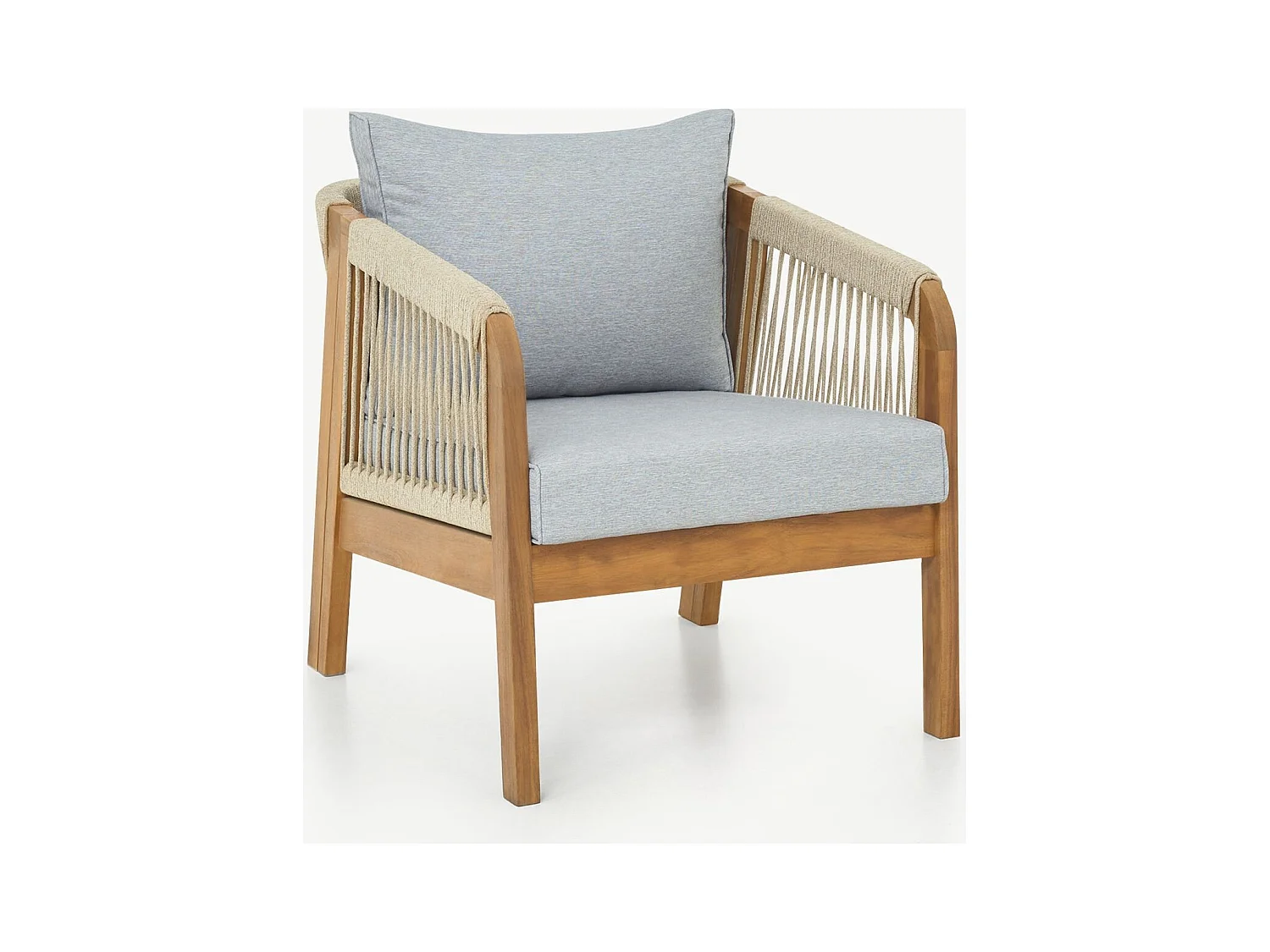 Salon de jardin 4 places en bois FSC - 4 fauteuils et table basse - Symi